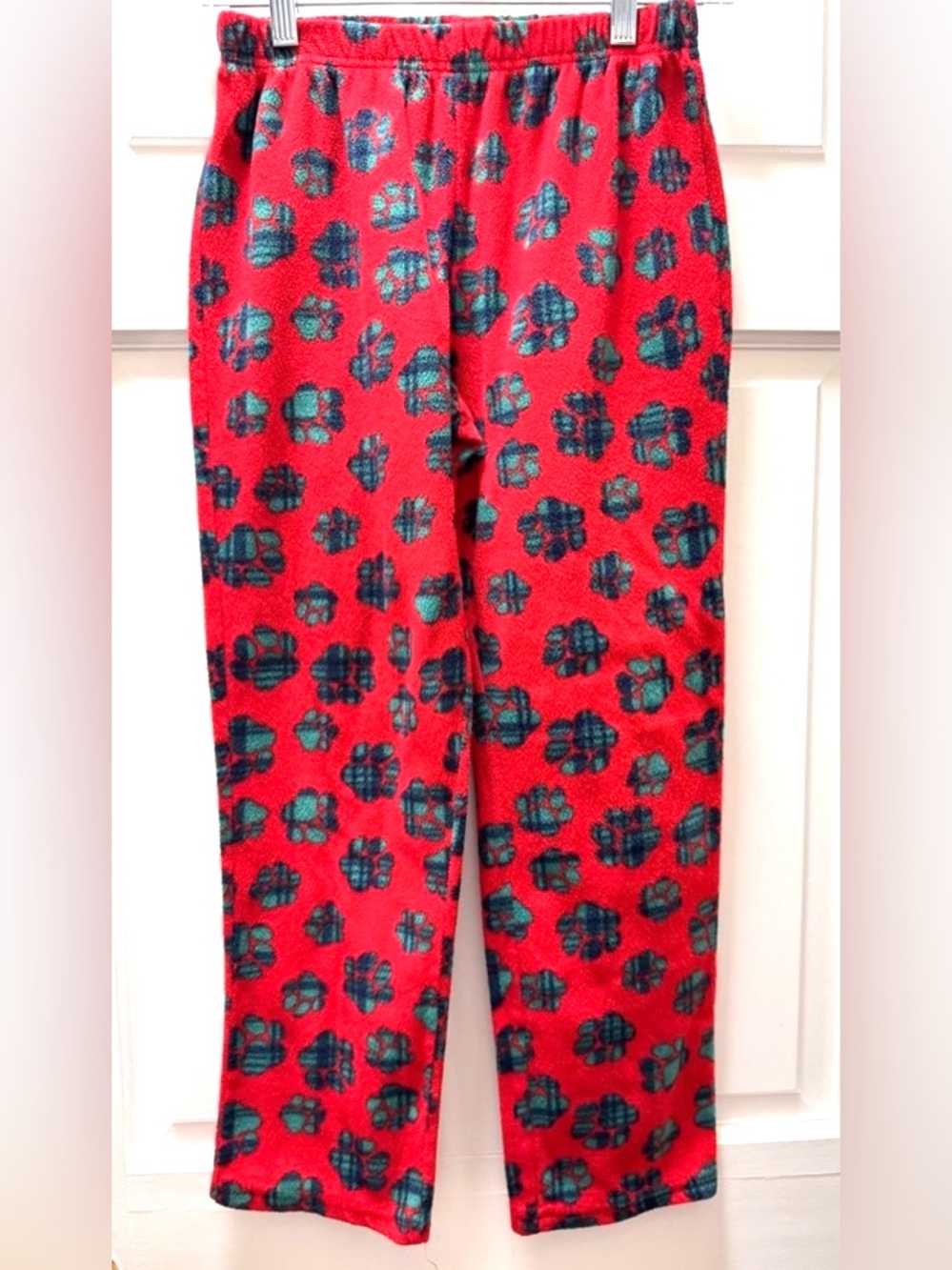 Sleep Street Boys’ Holiday Paw Print Fleece Pajama Pants – Red – Size 14
